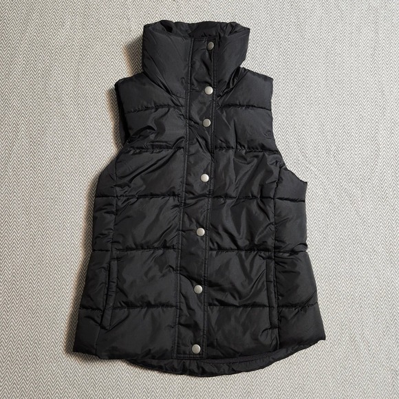 Old Navy Jackets & Blazers - Old Navy Womens Puffer Vest Black Quilted Fleece Lined Full Zip Snap S 978594-02